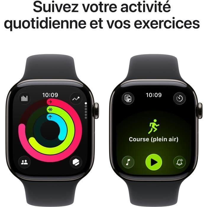 Apple Watch Series 11 GPS Cellular - 46 mm - Slate Titanium Case - Black Sport Band - M/L