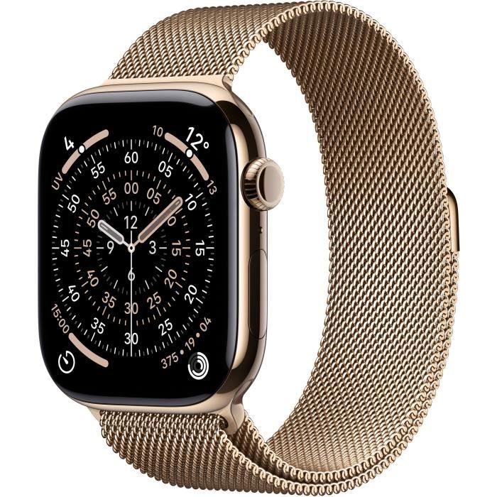 Apple Watch Series 11 GPS + Cellular - 46 mm - Gold Titanium Case - Gold Milanese Loop Band - S/M