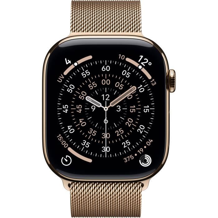 Apple Watch Series 11 GPS + Cellular - 46 mm - Gold Titanium Case - Gold Milanese Loop Band - S/M