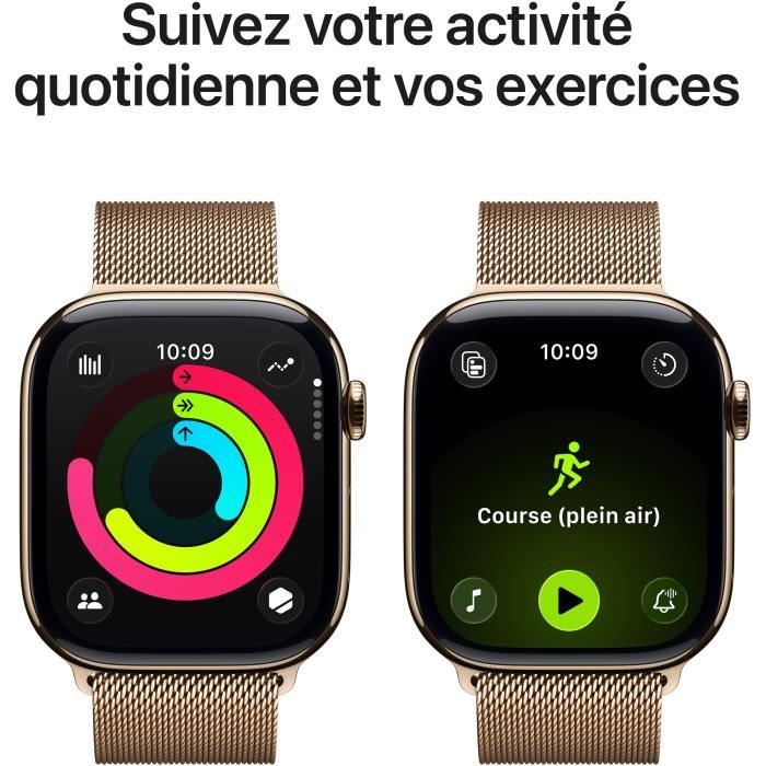 Apple Watch Series 11 GPS + Cellular - 46 mm - Gold Titanium Case - Gold Milanese Loop Band - S/M