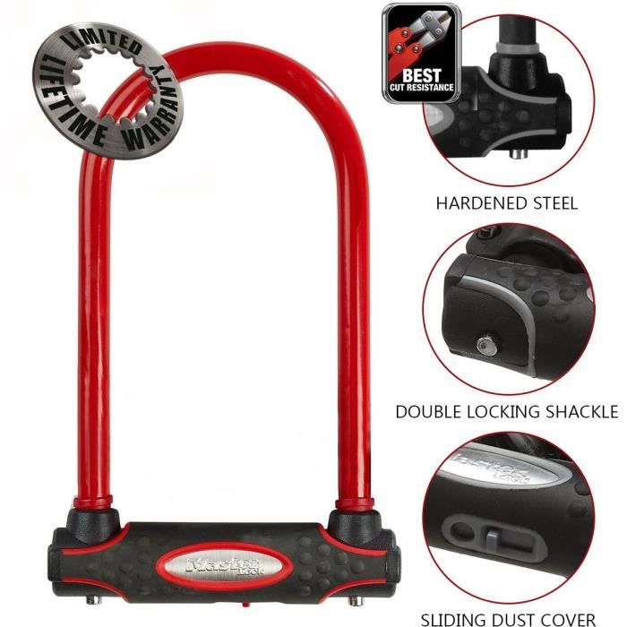 MASTER LOCK U-Lock Bike Lock - Hardened Steel, Keyed, Universal Mount - 8195EURDPROCOLR