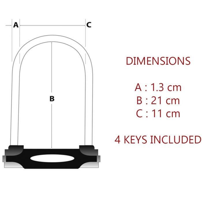 MASTER LOCK U-Lock Bike Lock - Hardened Steel, Keyed, Universal Mount - 8195EURDPROCOLR