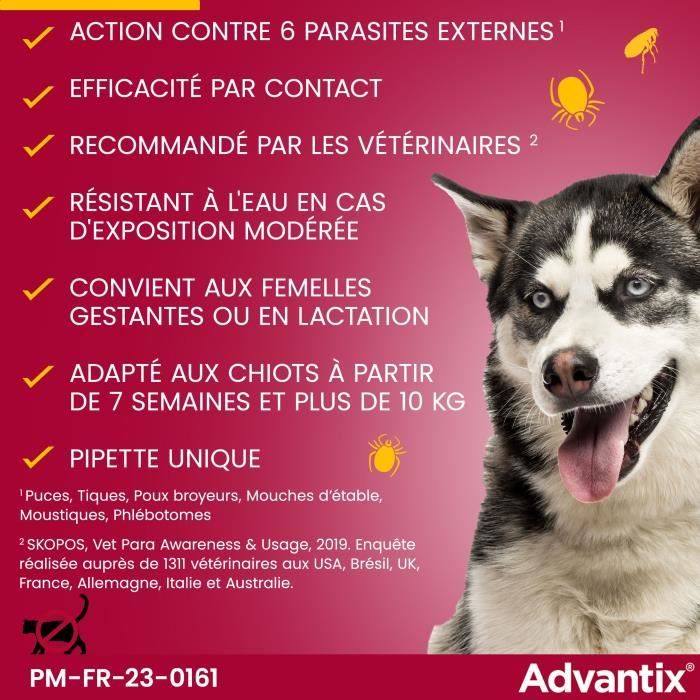 ADVANTIX Dog Antiparasitic Solution Medium Breed 10-25 kg - 6 Pipettes
