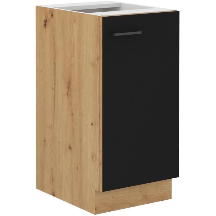 Low Cabinet MODENA 40 cm 1 Hinged Door Artisan Oak Matt Black CUISINIER