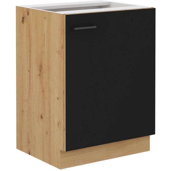 MODENA Low Cabinet - 1 Hinged Door - 60 cm - Artisan Oak/ Matt Black - Without Worktop