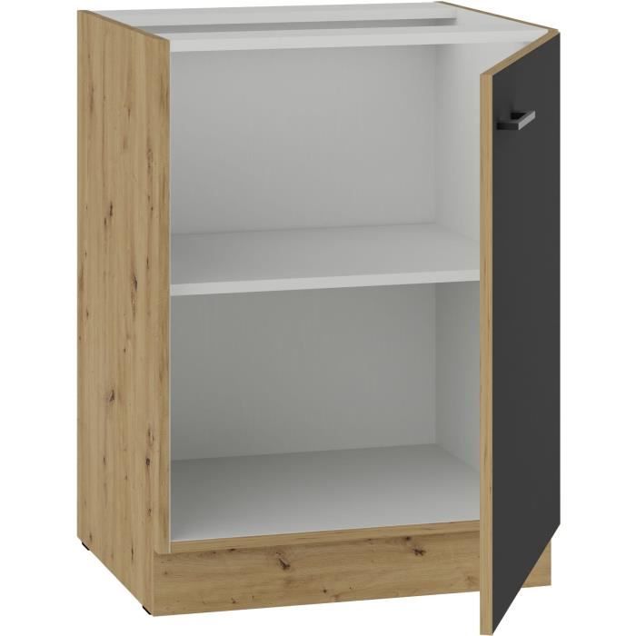 MODENA Low Cabinet - 1 Hinged Door - 60 cm - Artisan Oak/ Matt Black - Without Worktop