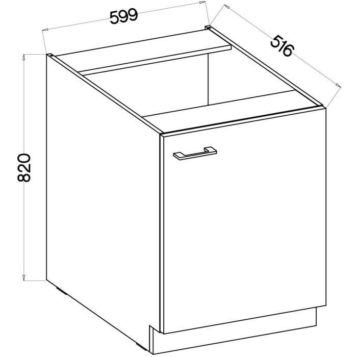 MODENA Low Cabinet - 1 Hinged Door - 60 cm - Artisan Oak/ Matt Black - Without Worktop