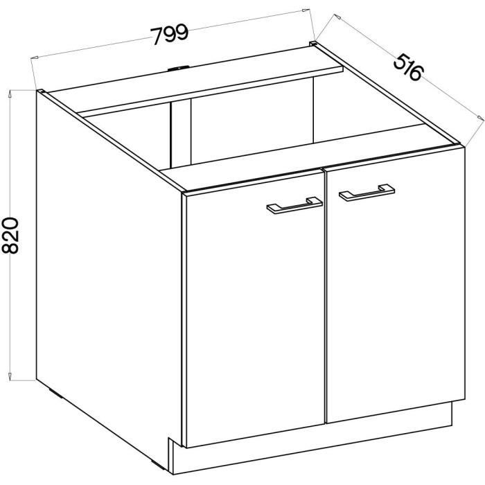 MODENA Low Cabinet - 2 Hinged Doors - 80 cm - Artisan Oak/ Matt Black