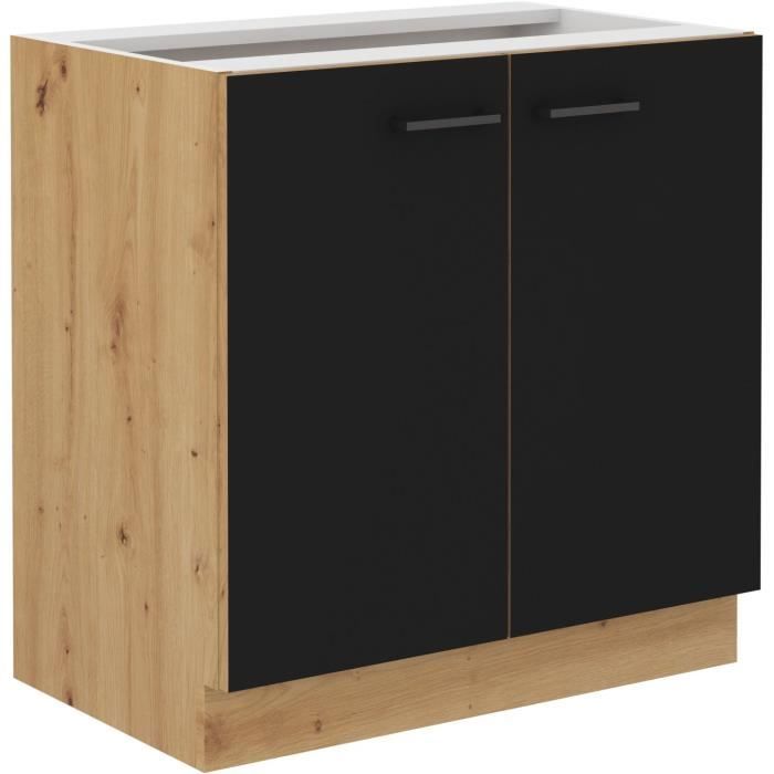 MODENA Low Cabinet - 2 Hinged Doors - 80 cm - Artisan Oak/ Matt Black