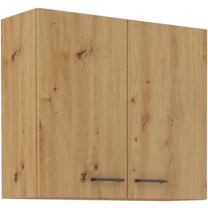 High Cabinet MODENA - 80 cm - Artisan Oak and Matt Black - CUISINIER