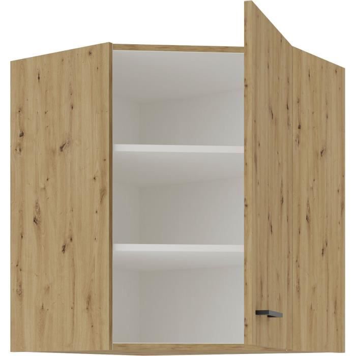 High Corner Unit MODENA - 89 x 89 cm - Artisan Oak and Matt Black - CUISINIER