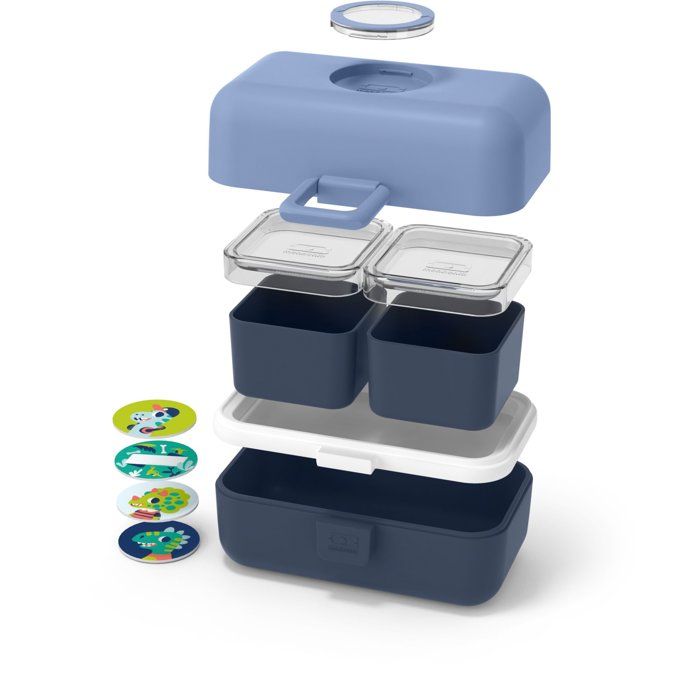 MONBENTO Children's Lunch Box - 3 Compartments - 500 ml - MB Tresor Infinity Blue
