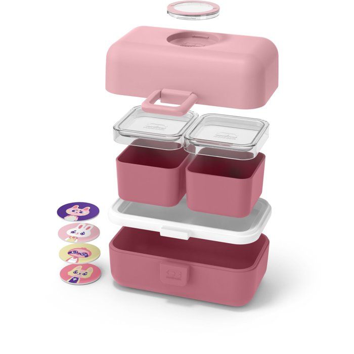 MONBENTO Children's Lunch Box - MB Tresor Rose Blush - 3 Compartments - BPA Free - 800 ml