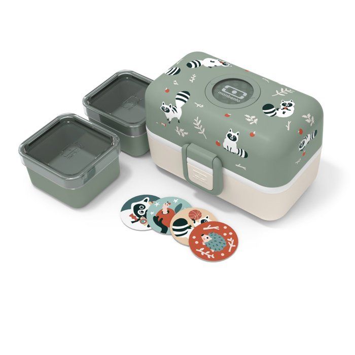MONBENTO Children's Lunch Box - MB Tresor Raccoon - 3 Compartments - BPA Free - 800 ml