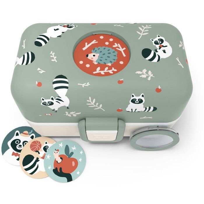 MONBENTO Children's Lunch Box - MB Tresor Raccoon - 3 Compartments - BPA Free - 800 ml