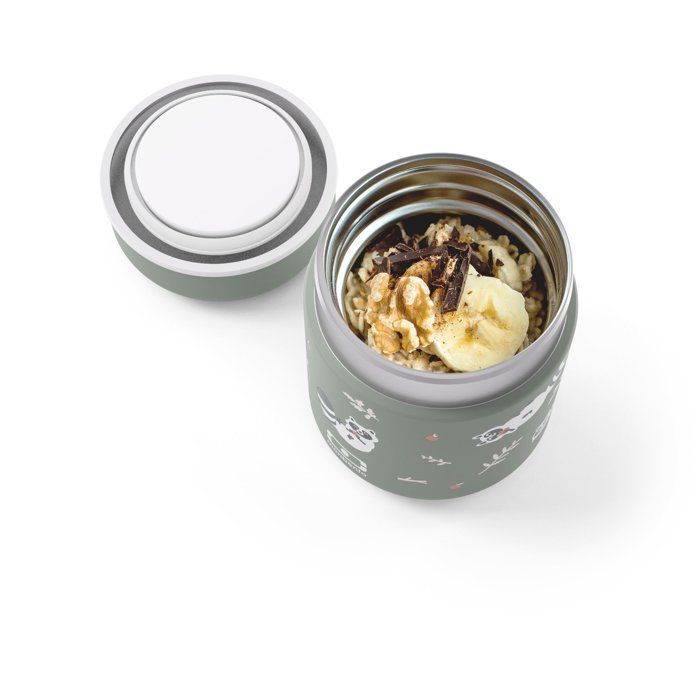 MONBENTO Small Insulated Lunch Box - MB Capsule Raccoon - Airtight - Keeps Food Hot/Fresh for 5 Hours - 280 ml