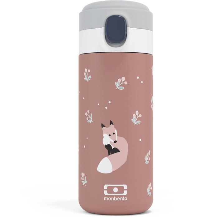 MONBENTO Insulated Water Bottle - Children's - Quick-Opening Cap - Pop Fox