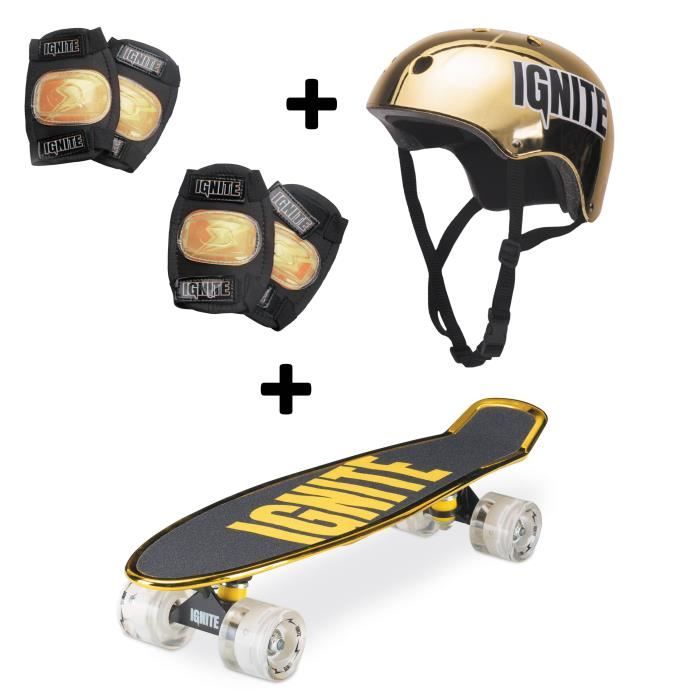 Light-Up Skateboard Set with Adjustable Helmet and Protective Gear