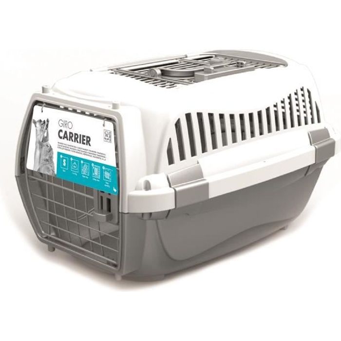 MPETS Transport Cage 57 x 36 x 32 cm For Dogs M Grey and White