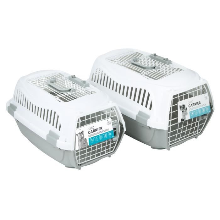 MPETS Transport Cage 57 x 36 x 32 cm For Dogs M Grey and White