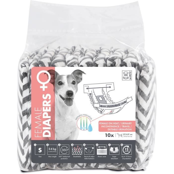 M PETS Dog Diapers - Female S x10 - 2-4 kg, 12h Protection