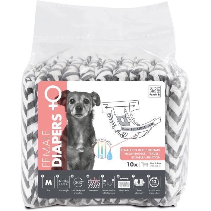 M PETS Dog Diapers - Female M x10 - 4-10 kg, 12h Protection