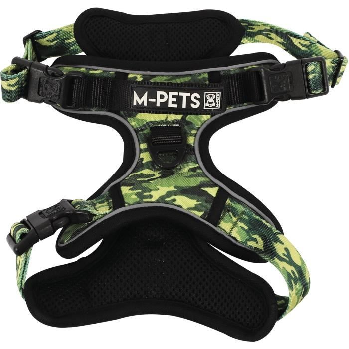 M PETS HIKING Harness M Camouflage Padded Fabric with Safety Attachment and Handle