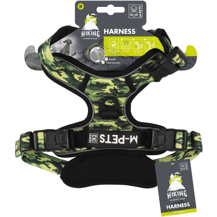 M PETS HIKING Harness L Camouflage Padded Fabric with Safety Attachment and Handle