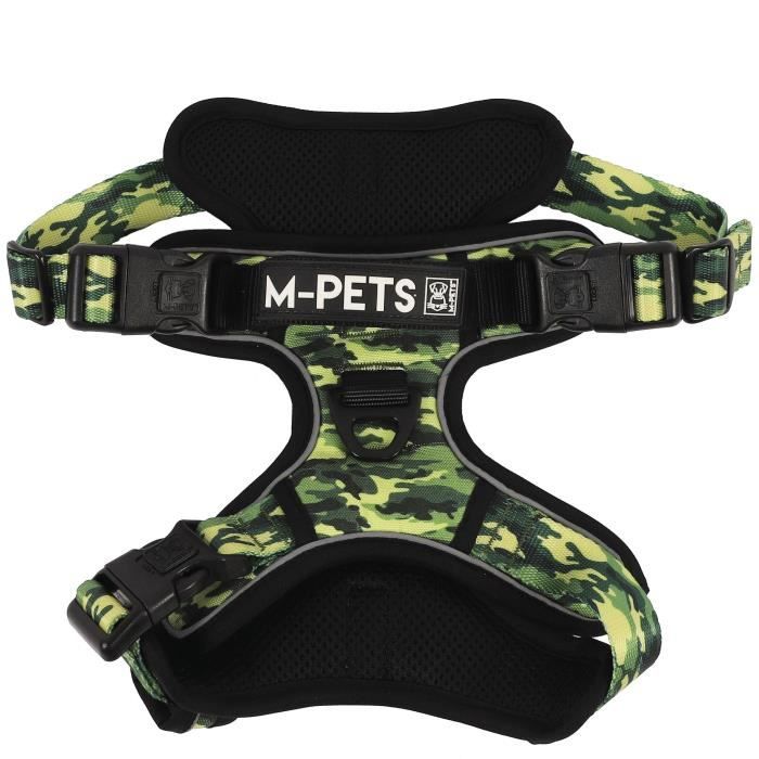 M PETS HIKING Harness L Camouflage Padded Fabric with Safety Attachment and Handle