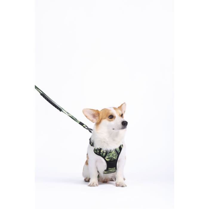 M PETS HIKING Harness L Camouflage Padded Fabric with Safety Attachment and Handle