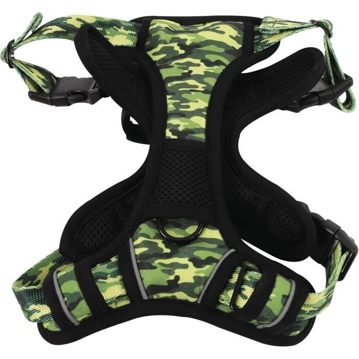M PETS HIKING Harness L Camouflage Padded Fabric with Safety Attachment and Handle
