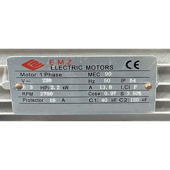 DOMAC 3HP/230V Electric Motor with Pulley - MEC 90