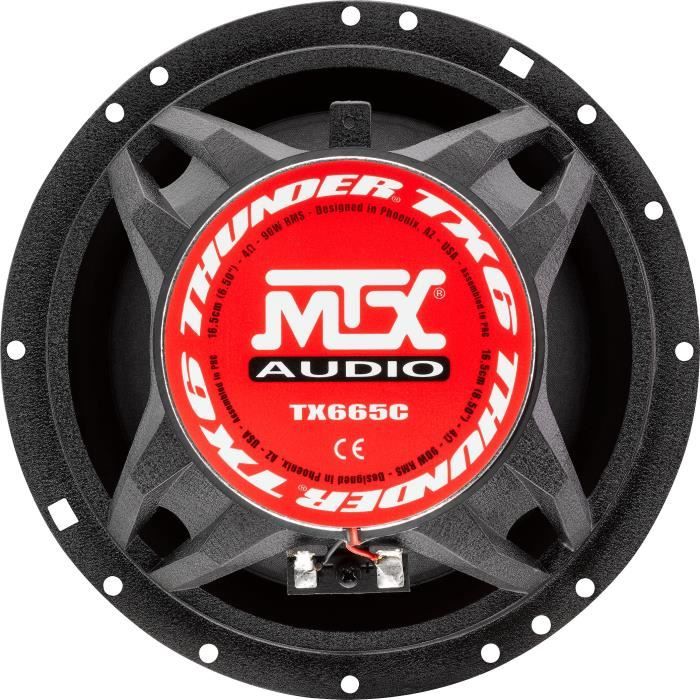 MTX TX665C 6.5" 2-Way Coaxial Car Speakers, 90W RMS, 4 Aluminum Drivers