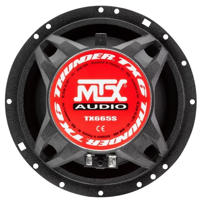 MTX AUDIO 2-Way Speaker Kit 16.5 cm 90W RMS Aluminum Chassis Ø30mm Coil Ø28mm Neodymium Tweeter 90Wrms