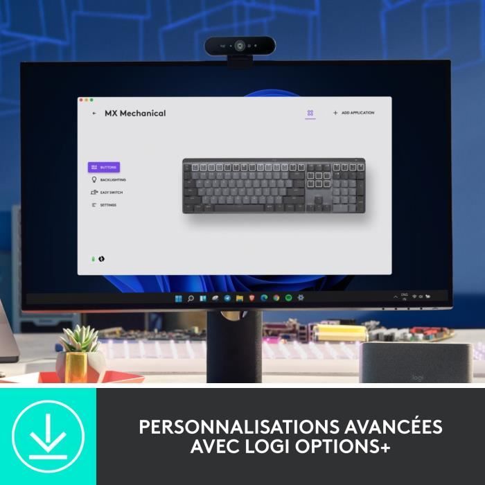 Logitech Wireless Keyboard - MX Mechanical - AZERTY - Mechanical - Backlit - Graphite
