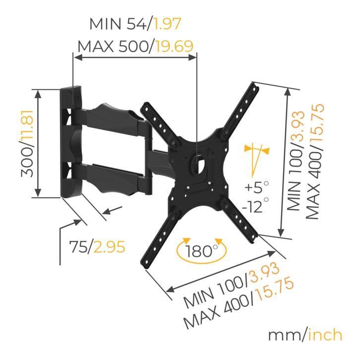 NANOOK TV Wall Mount for 32-55 Inch TVs - Tilt - LCD, LED, QLED, OLED