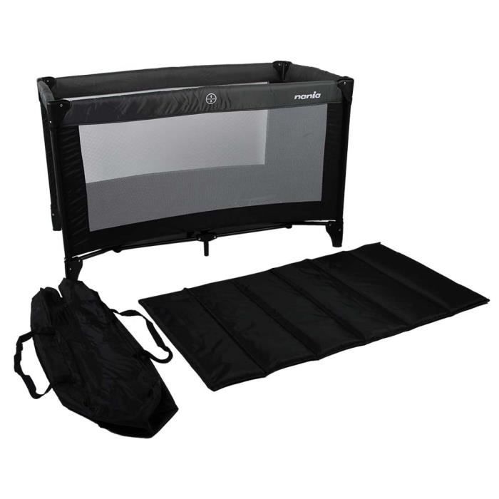 NANIA SODA Travel Cot - Black/Grey - Up to 15 kg