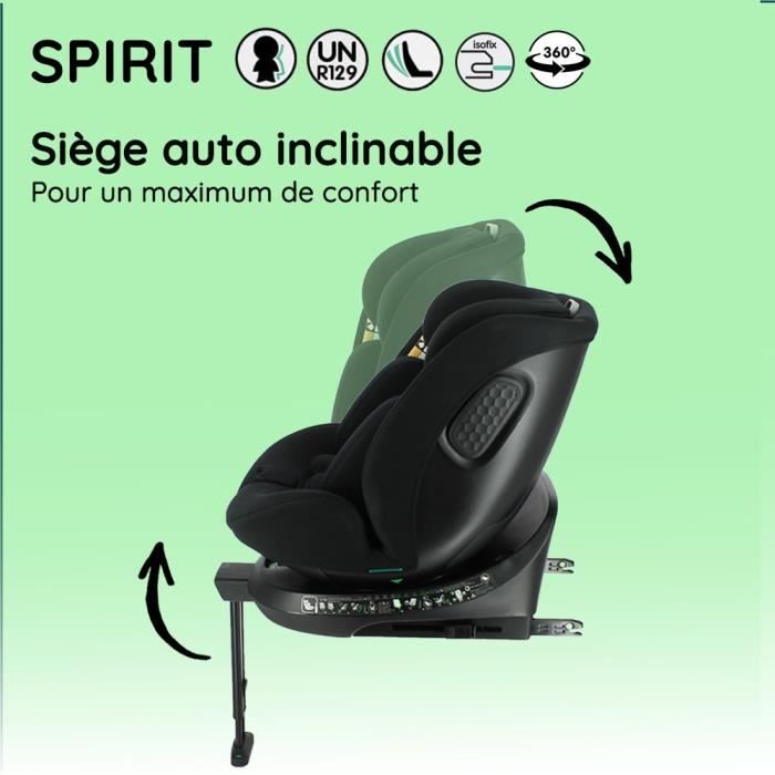 NANIA SPIRIT Isofix Car Seat - R 129 - Group 0/1/2/3 - 0-10 Years - 40-150 cm - Adjustable Headrest - Reclining - Swivel