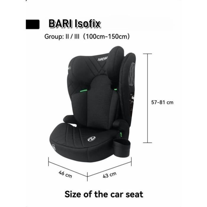 NANIA Isofix Car Seat - BARI - Group 2/3 - I-Size - Black