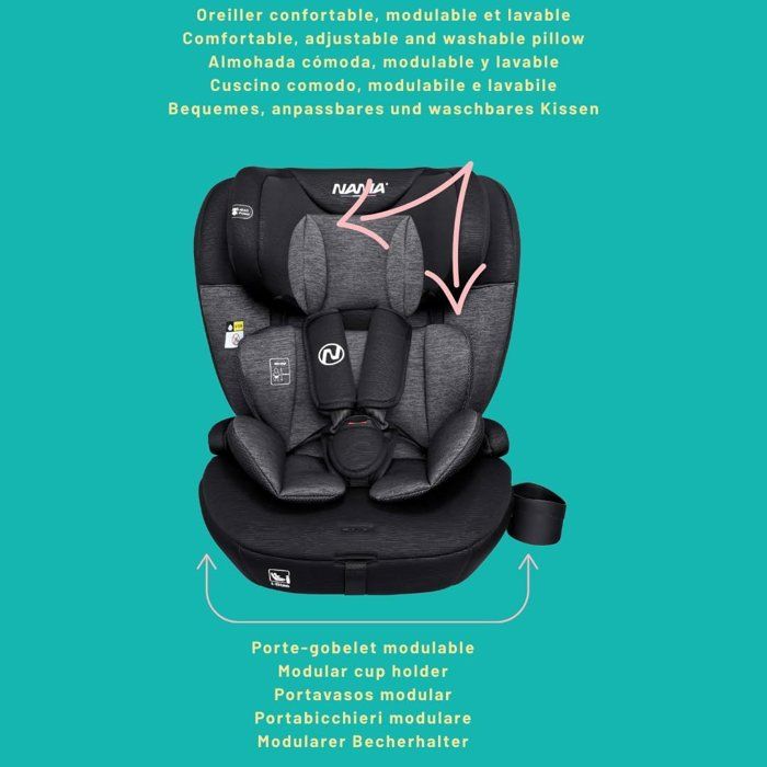 NANIA Milano Isofix Car Seat - Group 1/2/3 - i-Size - Black
