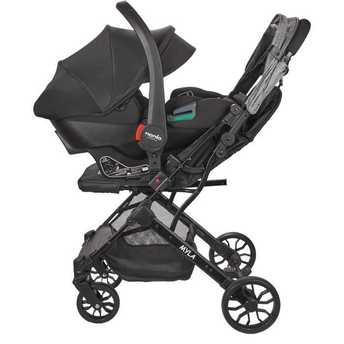 NANIA 2-in-1 Combination Stroller with Rimini Car Seat - MYLA - Black