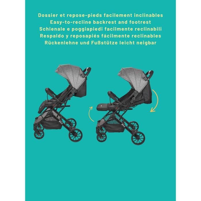 NANIA 2-in-1 Combination Stroller with Rimini Car Seat + Isofix Base - MYLA - Black