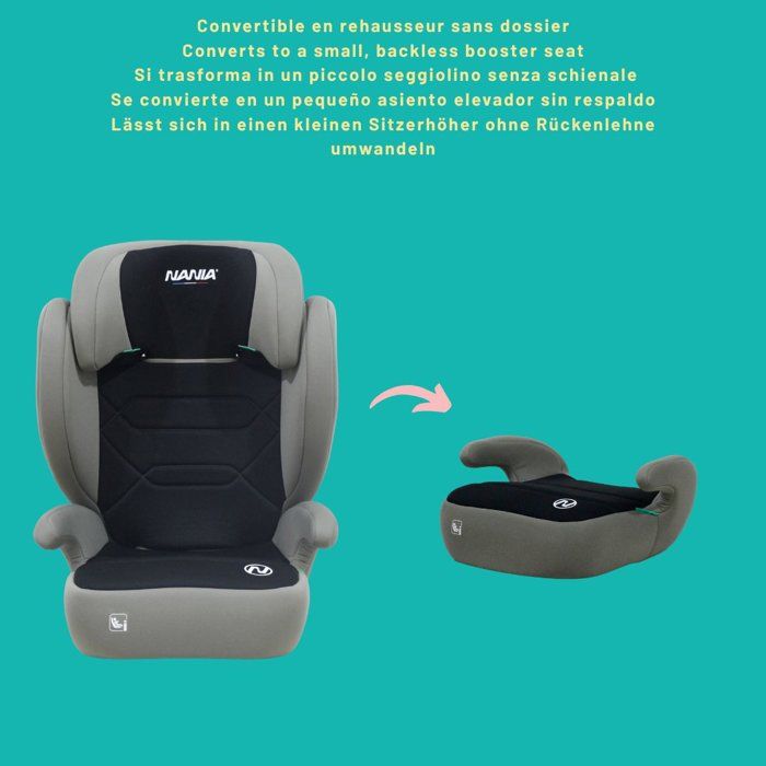 Nania Belem Car Seat - Group 2/3 - i-Size - 100/150 cm - 4 to 12 Years - Black
