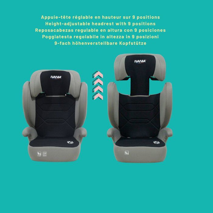 Nania Belem Car Seat - Group 2/3 - i-Size - 100/150 cm - 4 to 12 Years - Black