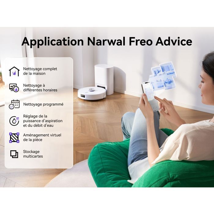NARWAL Freo S - Robot Vacuum Cleaner and Mop - 8000 Pa - 180-Day Self-Emptying - LDS Navigation - 3D Mapping