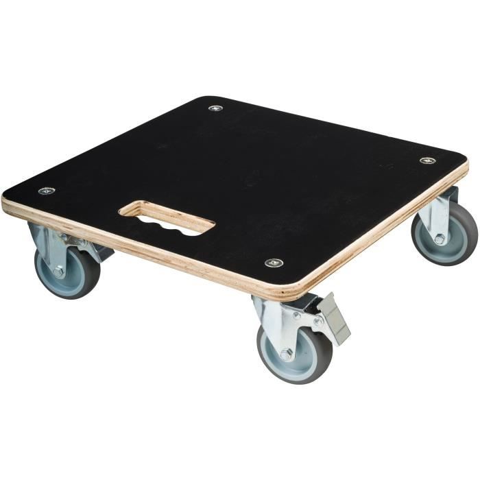 Tablette a roulettes pour plantes - NATURE - Chariot a plantes carré - Bois noir - 38x38 cm - Charge 250 kg