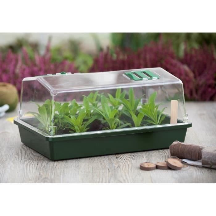 NATURE Rigid Mini Greenhouse - Ventilated Lid - H18x37x24 cm - Green
