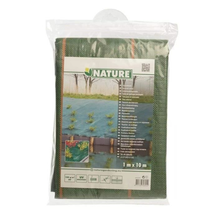 Green Landscape Weed Control Fabric, 1 x 10 m, UV-Treated, 100 g/m² - Weed-Resistant Ground Cover