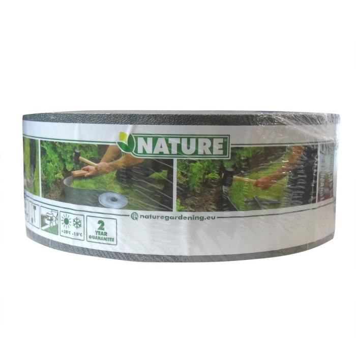 NATURE Grey Polyethylene Garden Edging - 7.5 cm high x 10 m long