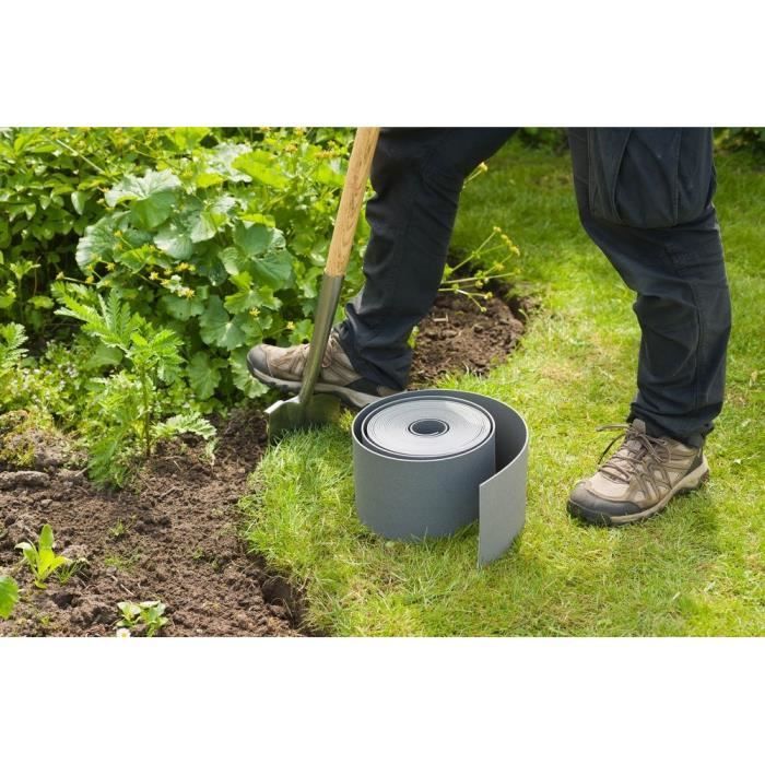 NATURE Grey Polyethylene Garden Edging - 7.5 cm high x 10 m long